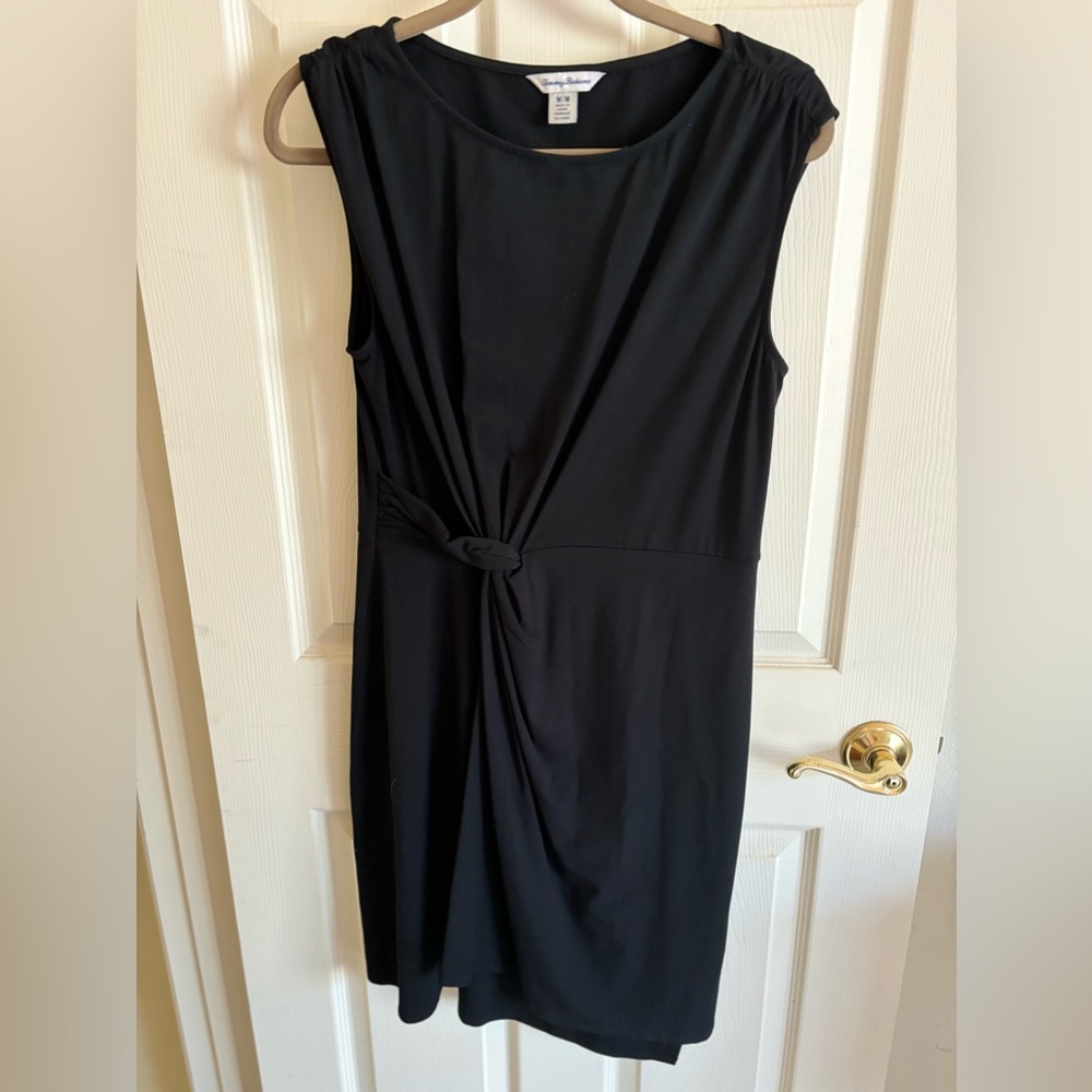 Tommy Bahama Women's Black Sleeveless A-Line Dress with Goa Boa Side Twist, M